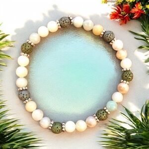 Lava Stone Essential Oil Diffuser Bracelet with Genuine Agate Gemstones